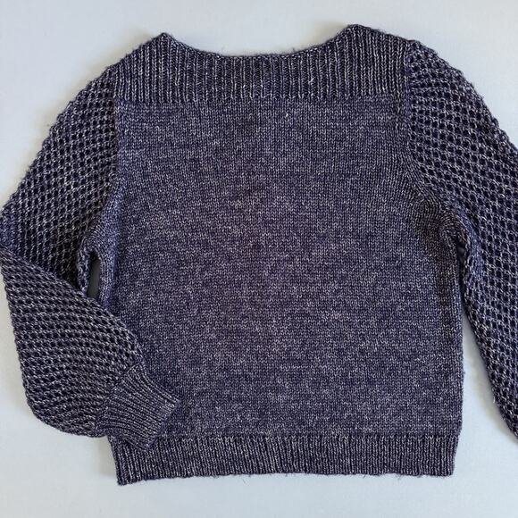 NWT Tommy Bahama Shimmer Balloon Sleeve Island Navy Blue Wool Blend Sweater - Picture 1 of 5